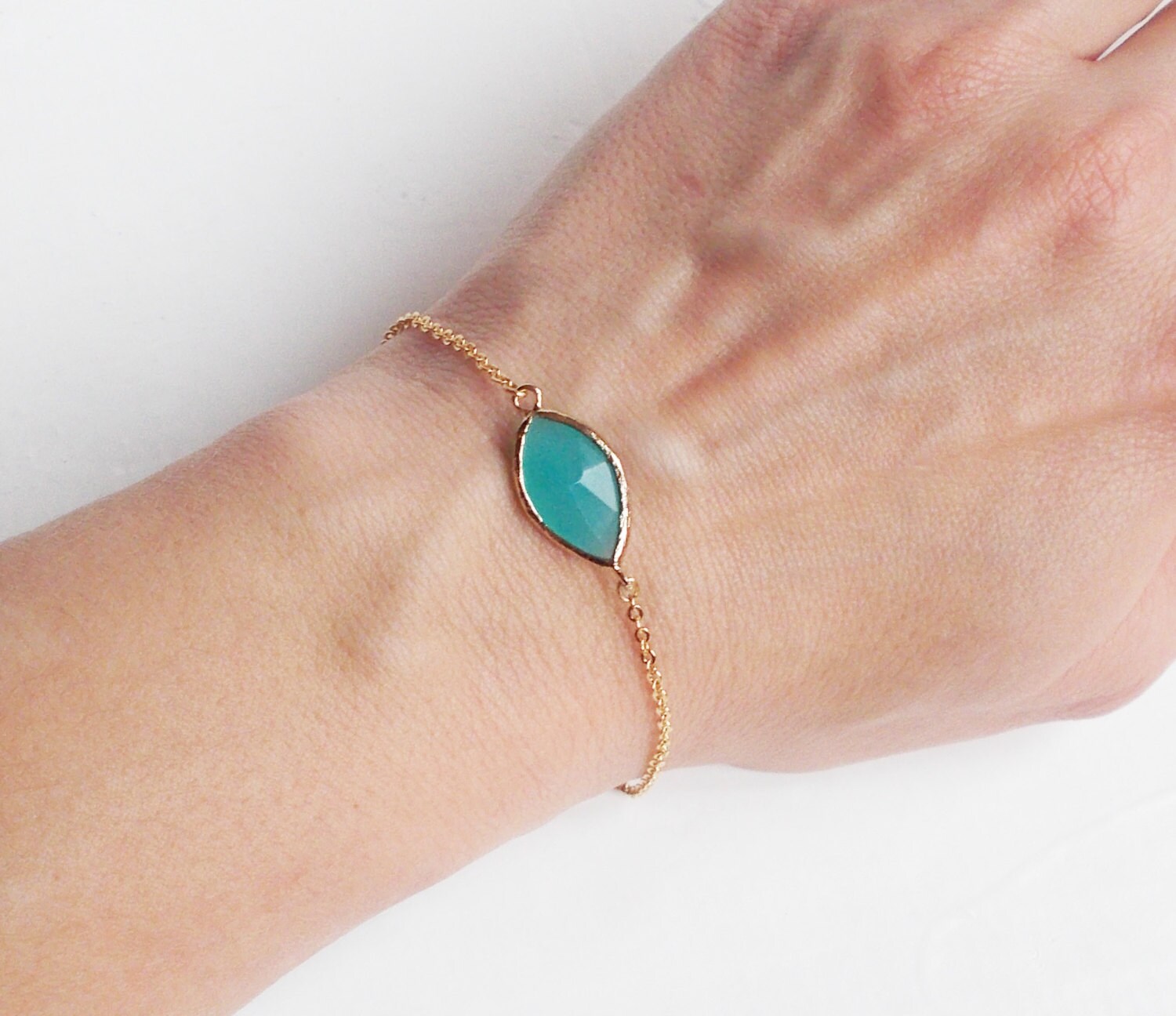 Gold Plated Turquoise Gemstone Bridesmaid Chain Bracelets Jewelry