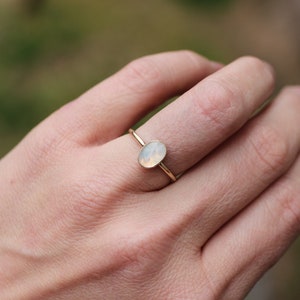 Rainbow Moonstone RIng // Gold Moonstone Ring // Oval Moonstone Ring // Moonstone Stacking Ring // 14K Gold Filled Moonstone Ring image 6