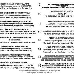 May include: A black and white image displaying 16 different font styles for the phrase "The quick brown fox jumps over the lazy dog". Each font style is numbered 1 through 16. The image also includes the alphabet and numbers in each font style.