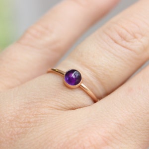 Rose Gold Amethyst Ring February Birthstone Rose Gold Stacking Ring 5mm Amethyst Stacking Ring 14K Rose Gold Filled Gemstone Ring image 7