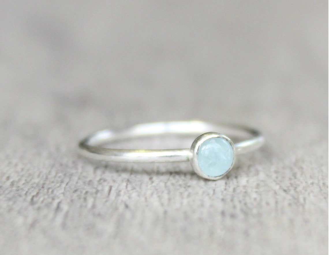 Sterling Silver Aquamarine Ring // Genuine Aquamarine Stacking | Etsy