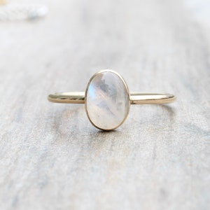 Rainbow Moonstone RIng // Gold Moonstone Ring // Oval Moonstone Ring // Moonstone Stacking Ring // 14K Gold Filled Moonstone Ring image 5