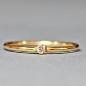 14K Gold Filled White Topaz Stacking Ring - Gold Ring - Gold Stacking Ring - April Birthstone Ring