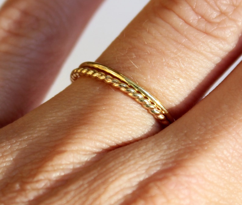 Set of 2 Simple 14K Gold Filled Rings Stackable Gold | Etsy