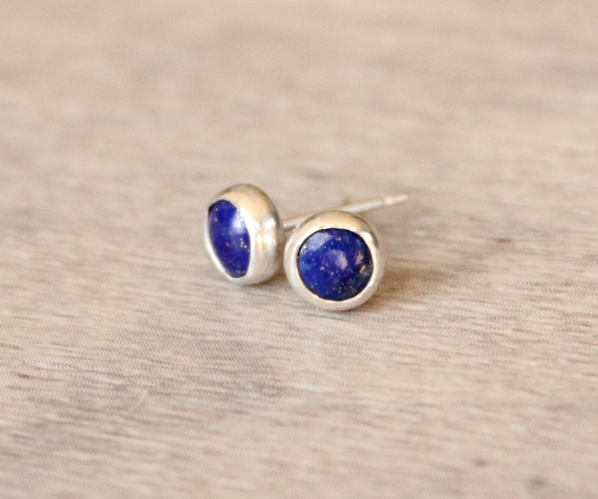 Silver Lapis Studs // Sterling Silver Lapis Lazuli Stud Earrings