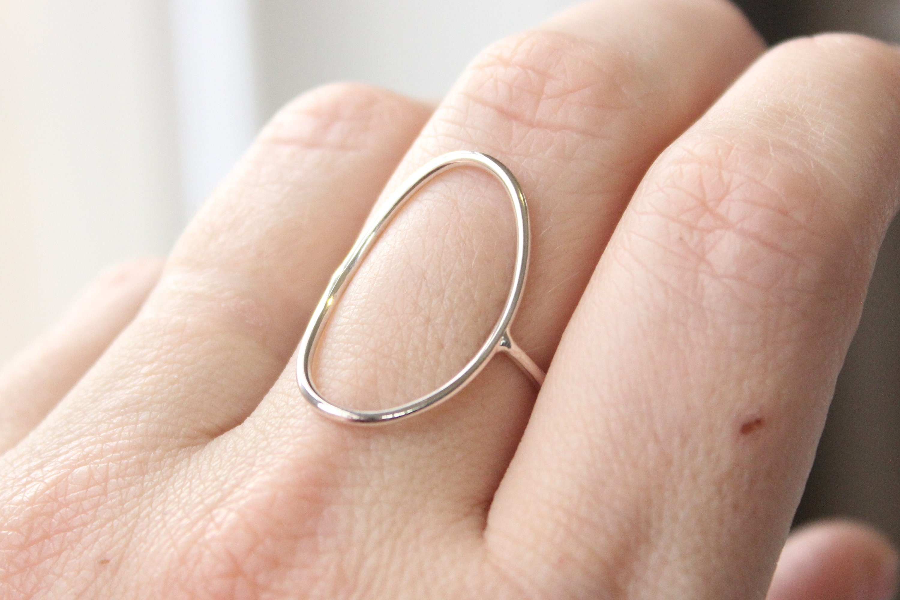 Sterling Silver Open Oval Ring: Large Minimalist Jewelry - Etsy Israel