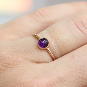 Rose Gold Amethyst Ring February Birthstone Rose Gold Stacking Ring 5mm Amethyst Stacking Ring 14K Rose Gold Filled Gemstone Ring image 9