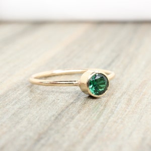 Lab Emerald Stacking Ring in 14K Gold Filled // 5mm Faceted Gemstone May Birthstone Ring image 9