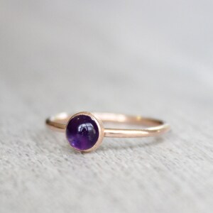 Rose Gold Amethyst Ring February Birthstone Rose Gold Stacking Ring 5mm Amethyst Stacking Ring 14K Rose Gold Filled Gemstone Ring image 6