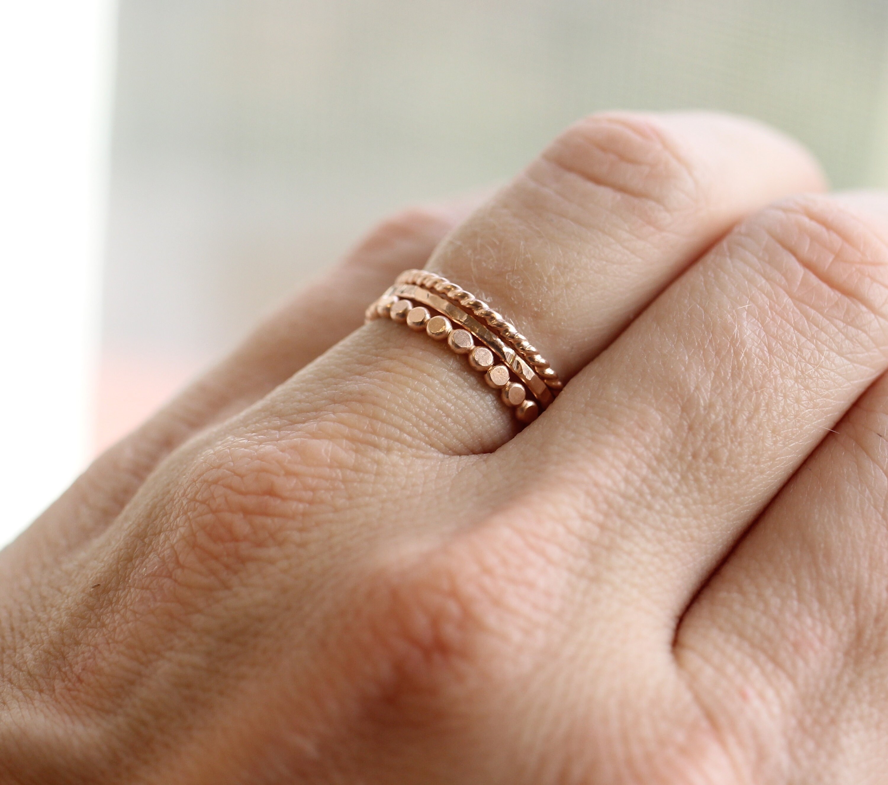 Rose Gold Stacking Rings // Set of 3 Simple 14K Rose Gold Etsy Australia