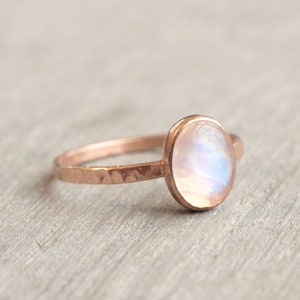 Rainbow Moonstone RIng // Rose Gold Moonstone Ring // Rose Gold Ring // Moonstone Stacking Ring // 14K Rose Gold Filled Moonstone Ring image 5