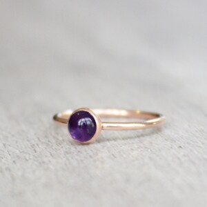 Rose Gold Amethyst Ring February Birthstone Rose Gold Stacking Ring 5mm Amethyst Stacking Ring 14K Rose Gold Filled Gemstone Ring image 4