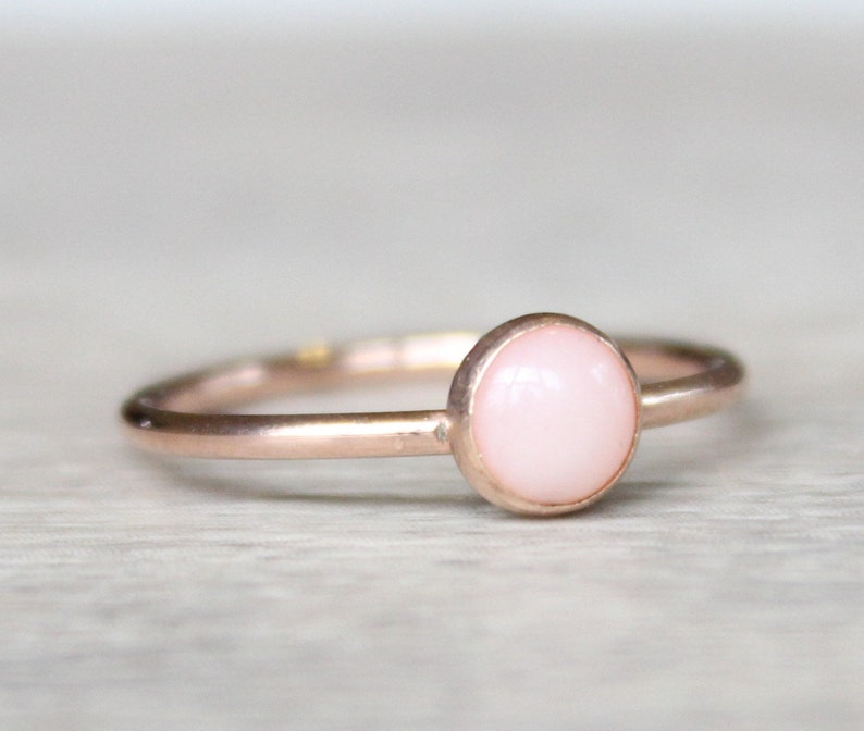 Pink Opal Ring // 14k Rose Gold Filled Pink Opal Ring // | Etsy