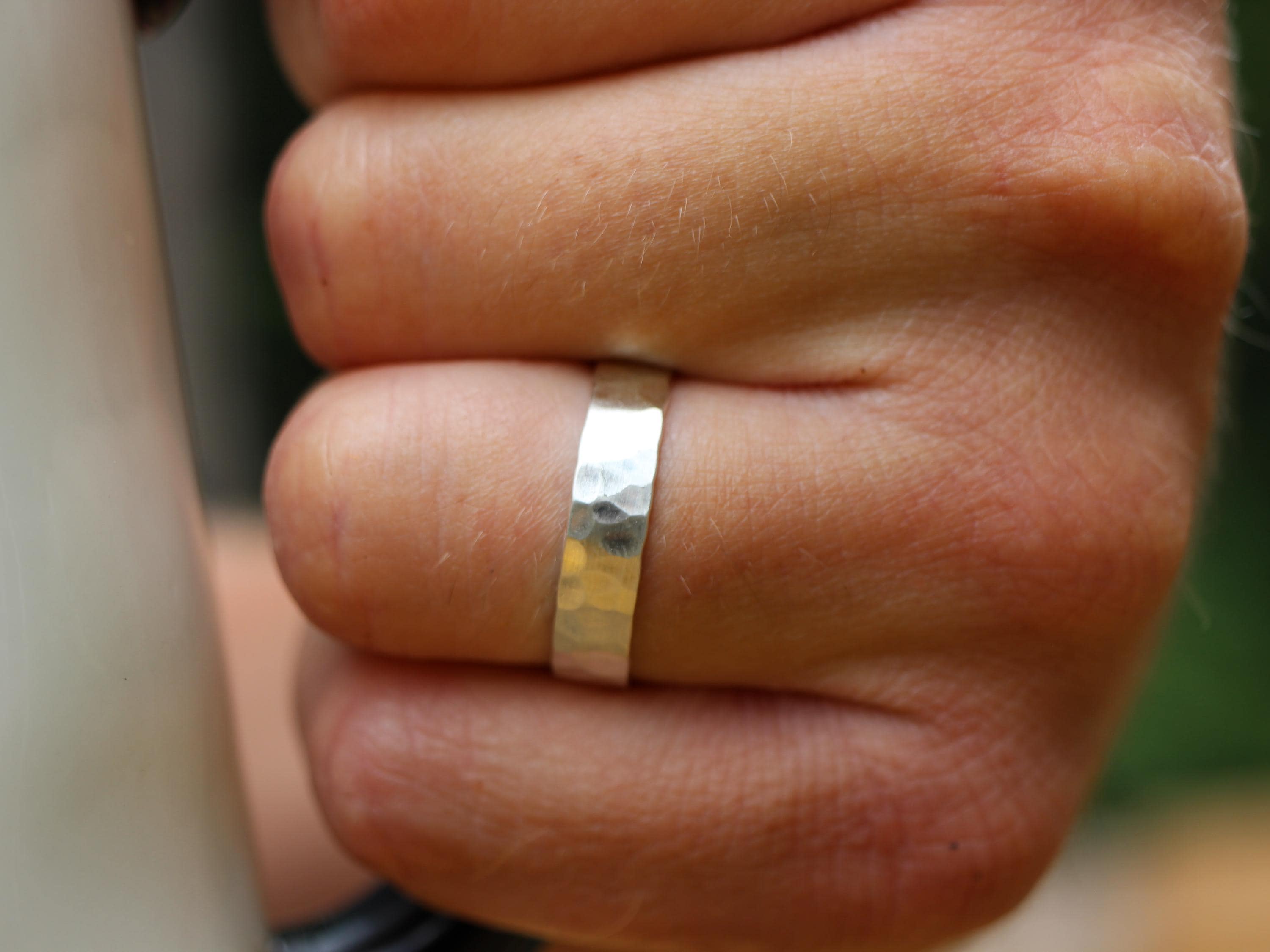 Hammered Sterling Silver Ring // 5mm Men