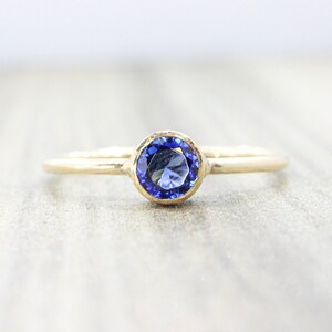 Lab Sapphire Ring // 5mm Faceted Gemstone September Birthstone Stackable Ring // 14K Gold Filled Stacking Ring image 10