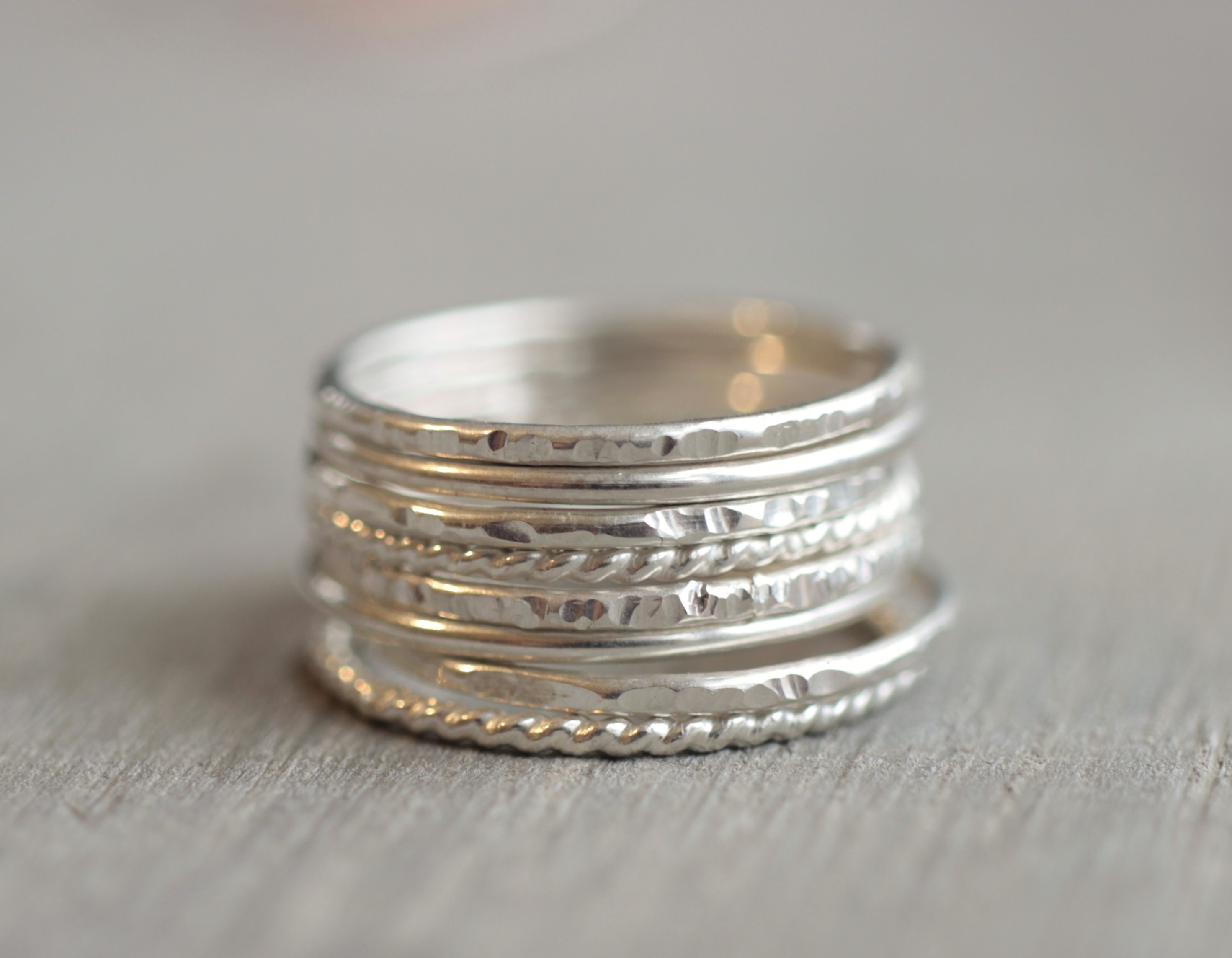 Sterling Silver Stacking Ring Set // Set of 8 Sterling Silver | Etsy