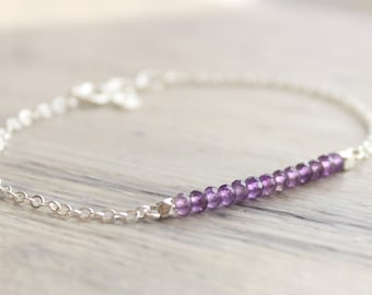 Silver Amethyst Bracelet // .925 Sterling Silver Amethyst Bracelet // February Birthstone Bracelet // Birthstone Jewely // Bridesmaid Gift