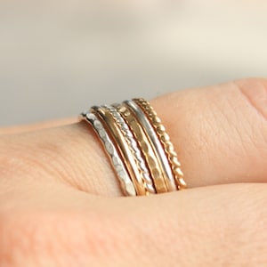 Stacking Ring Set // Set of 6 Gold and Silver Stackable Rings // Sterling Silver and 14K Gold Filled Stackable Rings // Mixed Metals image 9