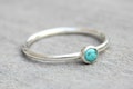 Sterling Silver Turquoise Ring // Silver Genuine Turquoise Stacking Ring // December Birthstone Ring // Tiny Gemstone Ring / Blue Stone Ring