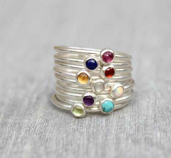 Sterling Silver Citrine Ring // Silver Genuine Citrine Stacking Ring //  November Birthstone Ring // Tiny Gemstone Ring // Amber Stone Ring 