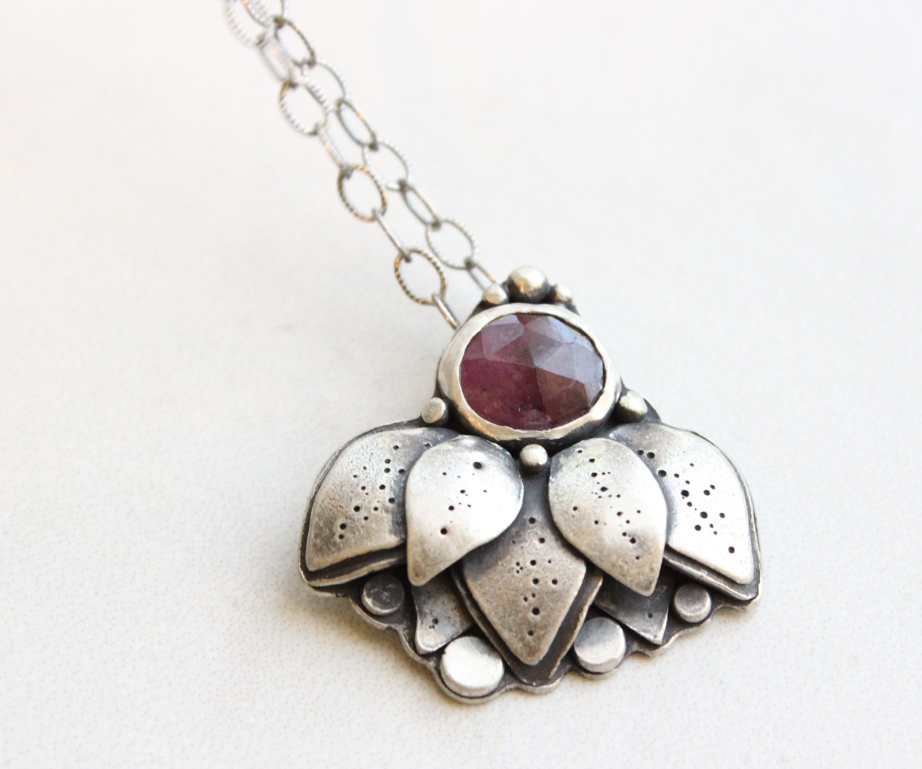 Sterling Silver Ruby Necklace // Natural Ruby Unique Necklace | Etsy