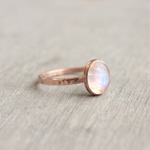 Rainbow Moonstone RIng // Rose Gold Moonstone Ring // Rose Gold Ring // Moonstone Stacking Ring // 14K Rose Gold Filled Moonstone Ring image 2