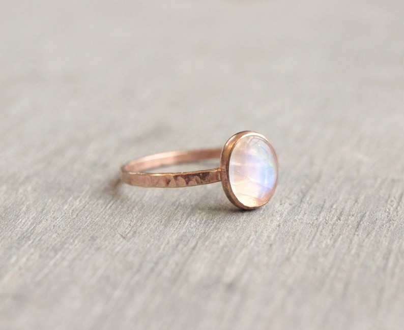 Rainbow Moonstone RIng // Rose Gold Moonstone Ring // Rose Gold Ring // Moonstone Stacking Ring // 14K Rose Gold Filled Moonstone Ring image 2