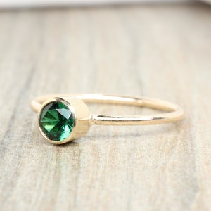 Lab Emerald Stacking Ring in 14K Gold Filled // 5mm Faceted Gemstone May Birthstone Ring image 5