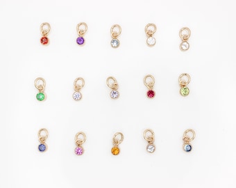 14K Gold Filled Birthstone Charm: Tiny 3mm Gemstone Add On
