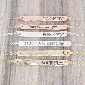 Everyday Custom Bar Bracelet in Sterling Silver, 14K Gold Filled, or 14K Rose Gold Filled Personalized Custom Engraved Bracelet Gift for Her image 2