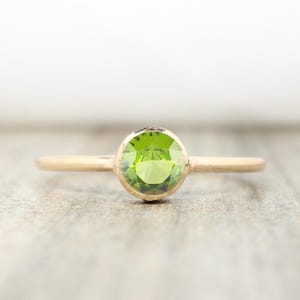 14K Gold Filled Peridot Ring: August Birthstone Stacking Ring