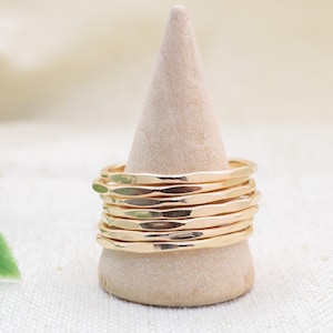 14K Gold Filled Hammered Stacking Ring: Dainty Band