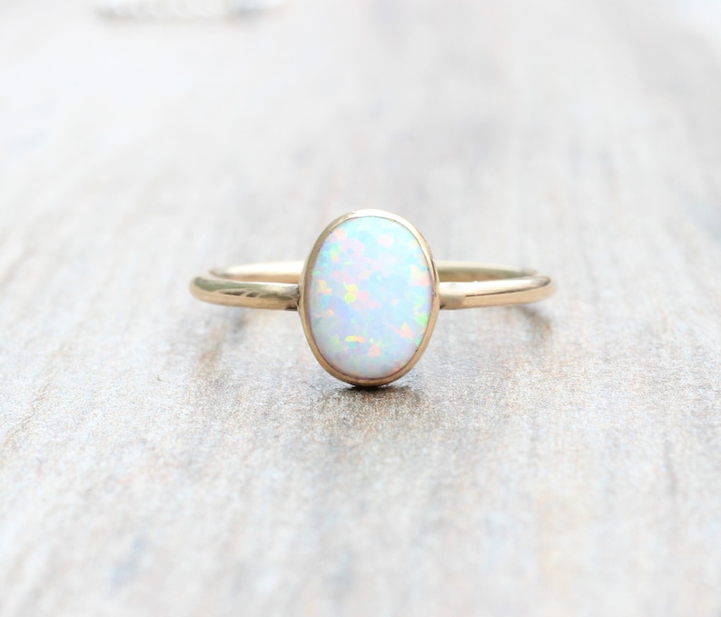 Lab Opal Ring Gold Opal Ring Oval Opal Ring October Birthstone Stacking Ring 14K Gold Filled Opal Ring
