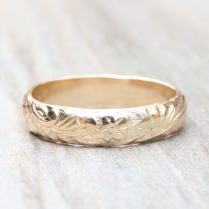 Floral 14k Gold Filled Band: Handmade Stacking Ring