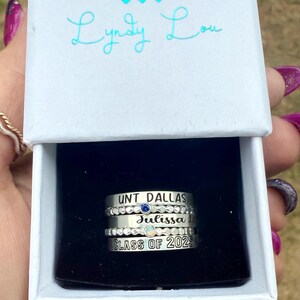Sterling Silver Class Ring – Personalized Stacking Ring, Engraved Graduation Gift image 6