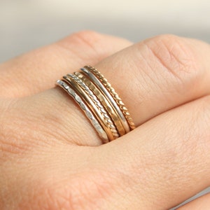 Stacking Ring Set // Set of 6 Gold and Silver Stackable Rings // Sterling Silver and 14K Gold Filled Stackable Rings // Mixed Metals image 10