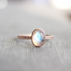 Rainbow Moonstone RIng // Rose Gold Moonstone Ring // Rose Gold Ring // Moonstone Stacking Ring // 14K Rose Gold Filled Moonstone Ring image 6