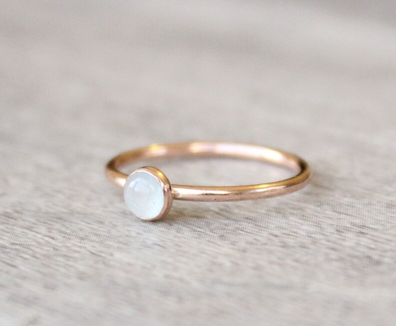 Rose Gold Aquamarine Ring // Genuine Aquamarine Stacking Ring Etsy
