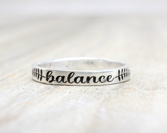 Personalized Gift with Inspirational Words // Custom Engraved Ring // Stacking Name Ring - Sterling Silver Engraved Ring