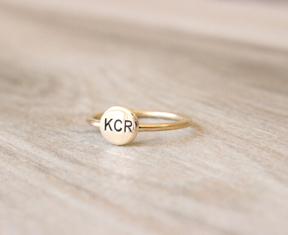 Gold Initial Ring Gold Filled Letter Ring Stacking Ring With