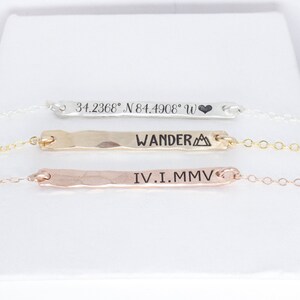 Everyday Custom Bar Bracelet in Sterling Silver, 14K Gold Filled, or 14K Rose Gold Filled Personalized Custom Engraved Bracelet Gift for Her image 8