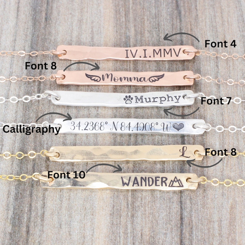 Everyday Custom Bar Bracelet in Sterling Silver, 14K Gold Filled, or 14K Rose Gold Filled Personalized Custom Engraved Bracelet Gift for Her image 7