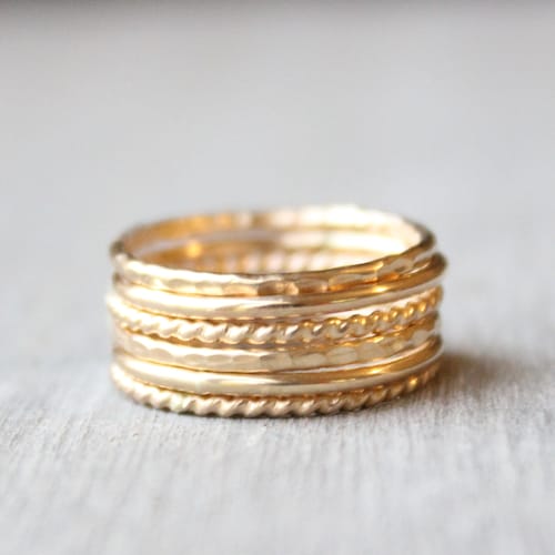 Gold Stacking Rings // Set of 3 Simple 14K Gold Filled - Etsy