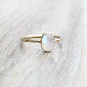 Rainbow Moonstone RIng // Gold Moonstone Ring // Oval Moonstone Ring // Moonstone Stacking Ring // 14K Gold Filled Moonstone Ring image 3