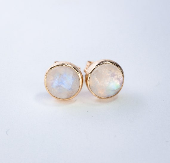 Rainbow Moonstone Earrings with Pink Glass Drop 14k Gold-plated Silver Rainbow Moonstone Earrings with Pink Glass Drop 14k Gold-plated Silver