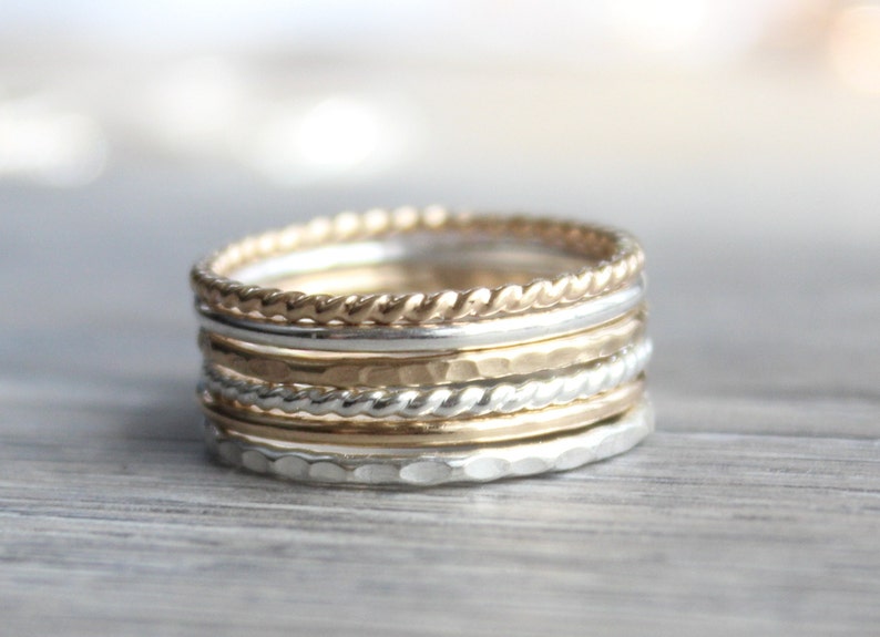 Stacking Ring Set // Set of 6 Gold and Silver Stacking Rings | Etsy