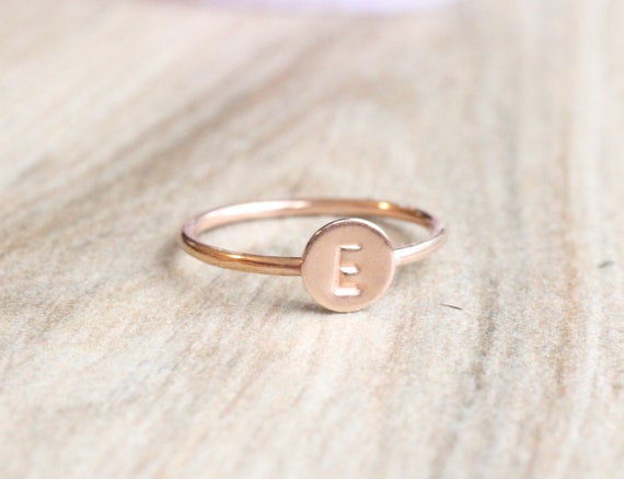 Rose Gold Initial Ring // 14k Rose Gold Filled Letter Ring