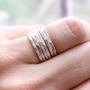 Sterling Silver Hammered Stacking Ring // Solid .925 Sterling Silver Stacking Rings //Silver Stackable Rings image 10