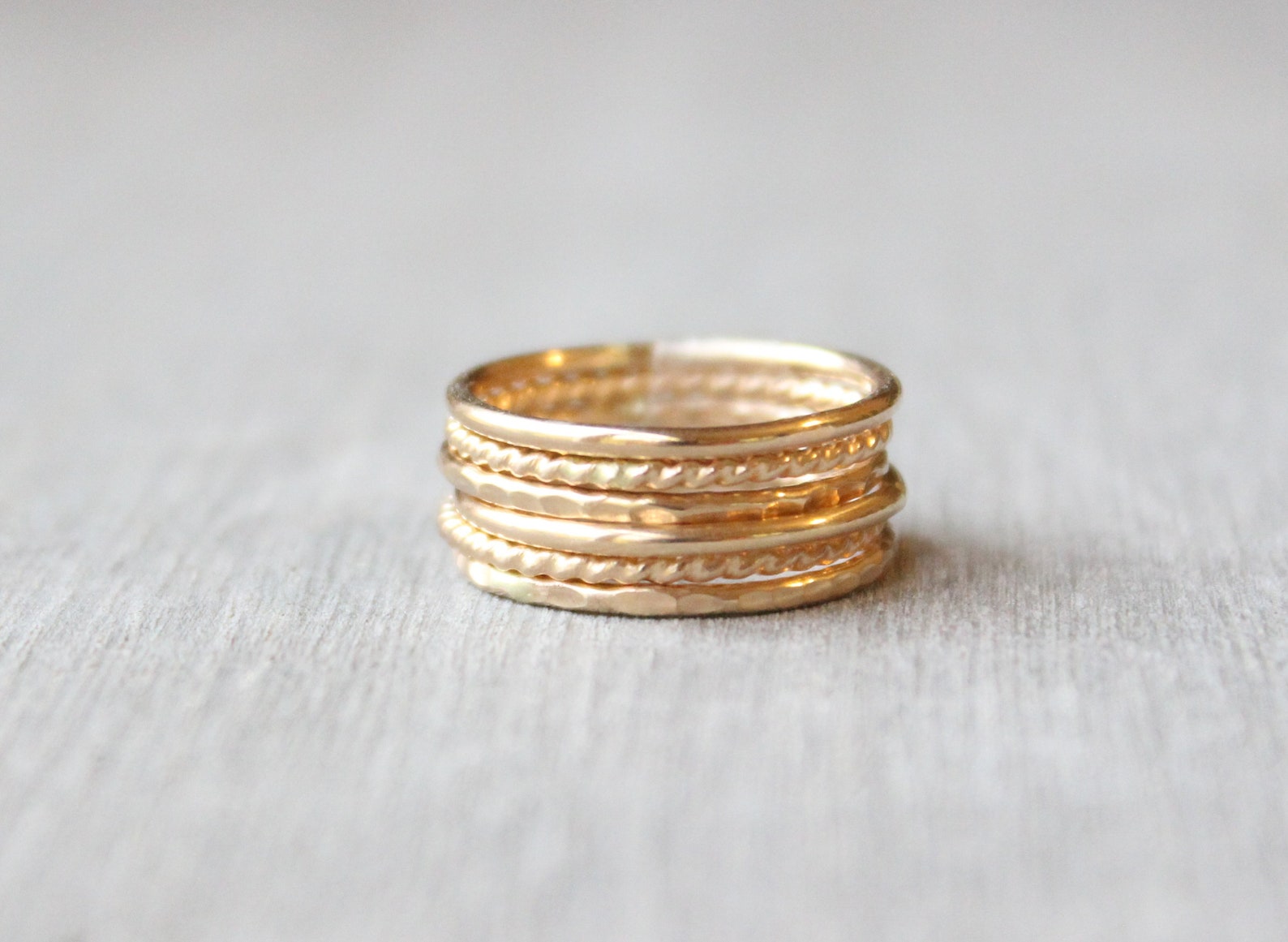 Gold Stacking Ring Set // Set of 6 Yellow Gold Stackable Rings - Etsy