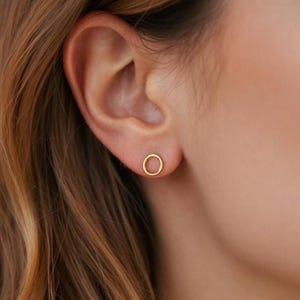 Tiny 14k Gold Filled Open Circle Stud Earrings: 7mm Simple Studs